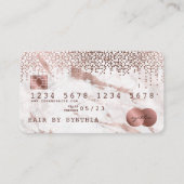 Credit Kaart Styled Roos Goud Marmer en Confetti Visitekaartje (Voorkant)