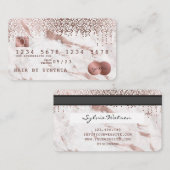 Credit Kaart Styled Roos Goud Marmer en Confetti Visitekaartje (Voorkant / Achterkant)