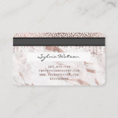 Credit Kaart Styled Roos Goud Marmer en Confetti Visitekaartje (Achterkant)