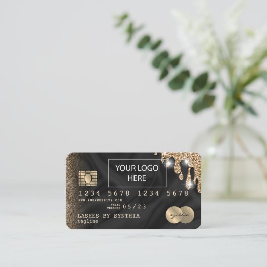 Credit Kaart Styled voeg uw logo Drip Gold Silk to Visitekaartje (Staand voorkant)
