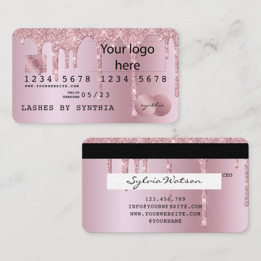 Credit Kaart Styled VOEG UW LOGO Dripping Gold TOE Visitekaartje (Voorkant / Achterkant)