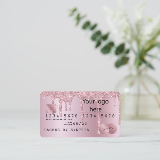 Credit Kaart Styled VOEG UW LOGO Dripping Gold TOE Visitekaartje (Staand voorkant)