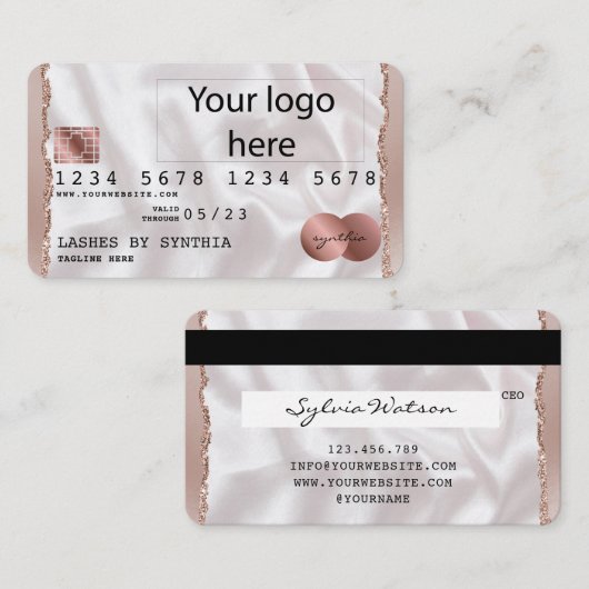 Credit Kaart Styled Voeg uw Logo Roos Gold toe Visitekaartje (Voorkant / Achterkant)