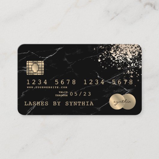 Credit Kaart styling Black marble Gold Visitekaartje (Voorkant)