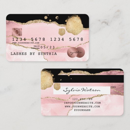 Credit Kaart styling blush roze roze Roos Gold Visitekaartje (Voorkant / Achterkant)