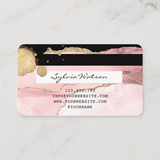 Credit Kaart styling blush roze roze Roos Gold Visitekaartje (Achterkant)