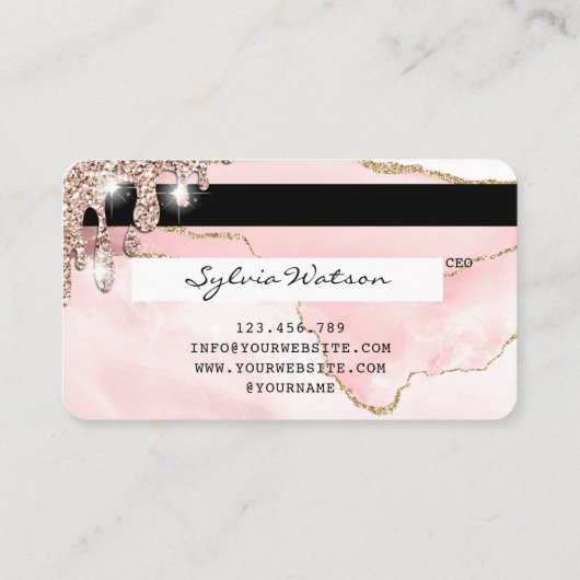 Credit Kaart styling blush roze roze Roos Gold Visitekaartje (Achterkant)