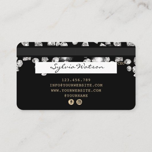 Credit Kaart Styling Dripping Diamonds Visitekaartje (Achterkant)