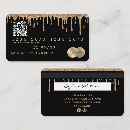 Credit Kaart Styling Dripping Gold QR-code Visitekaartje (Voorkant / Achterkant)