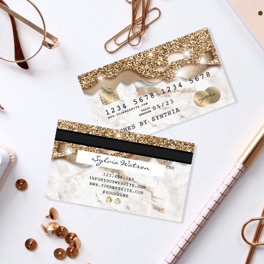 Credit Kaart styling Driving Gold Marble Visitekaartje