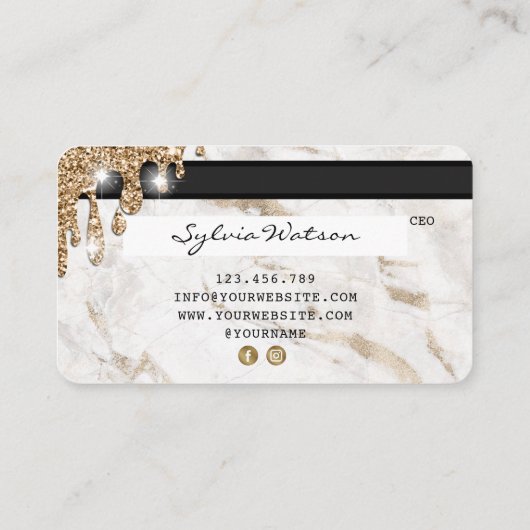Credit Kaart styling Driving Gold Marble Visitekaartje (Achterkant)
