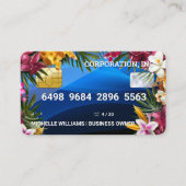 Creditcard | Blauw Abstract | Exotische Bloemen Visitekaartje (Voorkant)