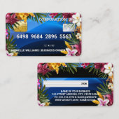 Creditcard | Blauw Abstract | Exotische Bloemen Visitekaartje (Voorkant / Achterkant)