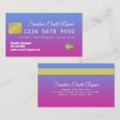 Creditcard Blauw en Roze Glitter Visitekaartje (Voorkant / Achterkant)