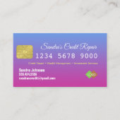 Creditcard Blauw en Roze Glitter Visitekaartje (Voorkant)