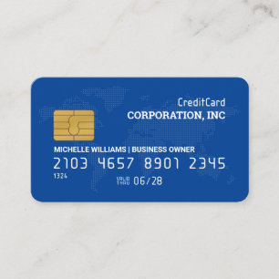 Creditcard Blauw Kaart van de wereld Visitekaartje