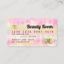 Creditcard boho tie dye pastel schoonheidsmonogram visitekaartje