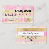 Creditcard boho tie dye pastel schoonheidsmonogram visitekaartje (Voorkant / Achterkant)