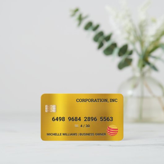 Creditcard | Briljant goud Visitekaartje (Staand voorkant)