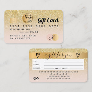 Creditcard chic gold glitter ombre roze cadeaukaar visitekaartje