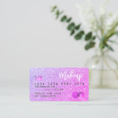 Creditcard chic roze glitter make-up hair monogram visitekaartje (Staand voorkant)