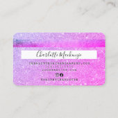 Creditcard chic roze glitter make-up hair monogram visitekaartje (Achterkant)