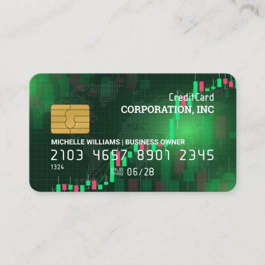 Creditcard | financieel kaarsgrafiek visitekaartje (Voorkant)