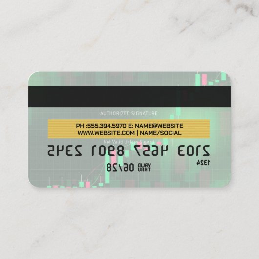 Creditcard | financieel kaarsgrafiek visitekaartje (Achterkant)