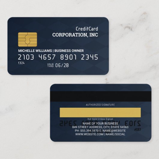 Creditcard | Gecontroleerde achtergrond Visitekaartje (Voorkant / Achterkant)
