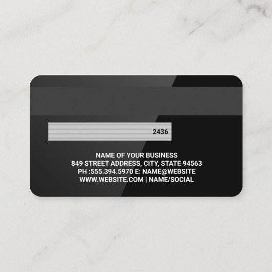 Creditcard | Glanzend zwart Visitekaartje (Achterkant)