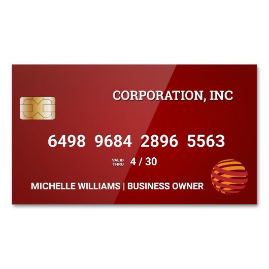 Creditcard | Glossy Red Magnetisch Visitekaartje (Voorkant)