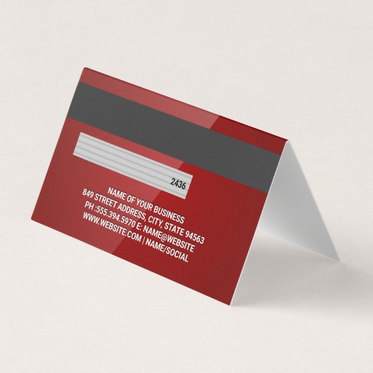 Creditcard | Glossy Red Visitekaartje (Achterkant)
