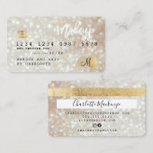 Creditcard gold bokeh hair makeup monogram visitekaartje (Voorkant / Achterkant)