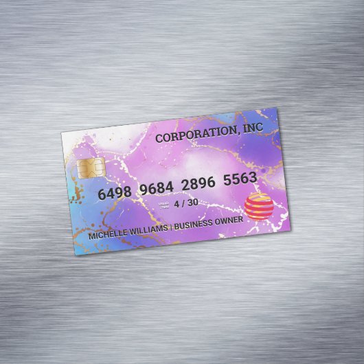 Creditcard | Goud Folie | Waterverf Magnetisch Visitekaartje (Voorbeeld)