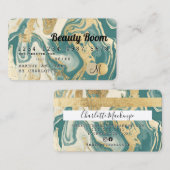 Creditcard goud marmer blauwgroen dark beauty mono visitekaartje (Voorkant / Achterkant)