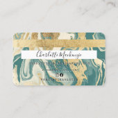 Creditcard goud marmer blauwgroen dark beauty mono visitekaartje (Achterkant)