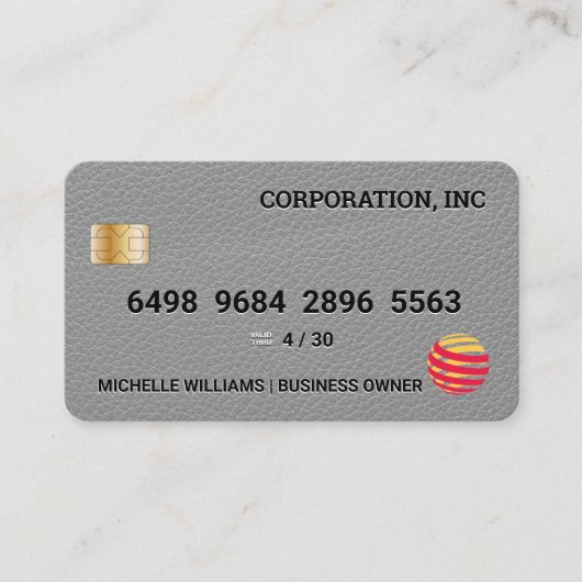 Creditcard | Grijze lederen textuur Visitekaartje (Voorkant)