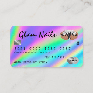 Creditcard Holographic Nail-technicus Visitekaartje