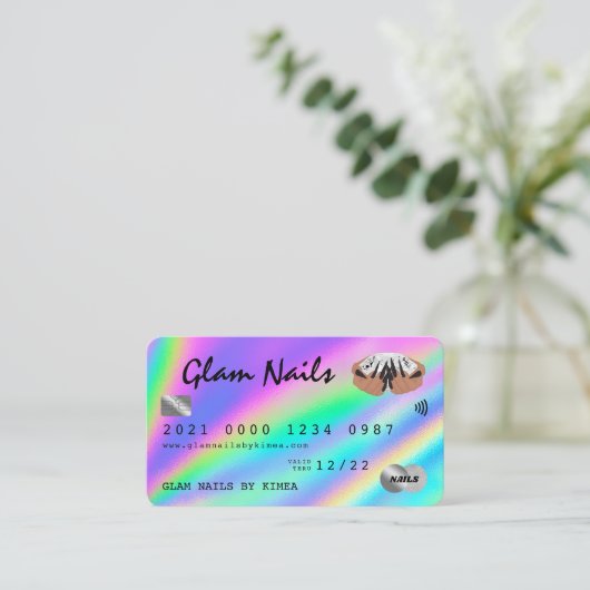 Creditcard Holographic Nail-technicus Visitekaartje (Staand voorkant)