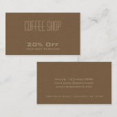 Creditcard Koffie op winkel Kortingskaartje (Voorkant / Achterkant)