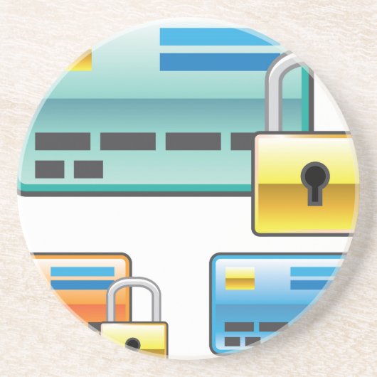 Creditcard Lock bankpas Zandsteen Onderzetter (Voorkant)