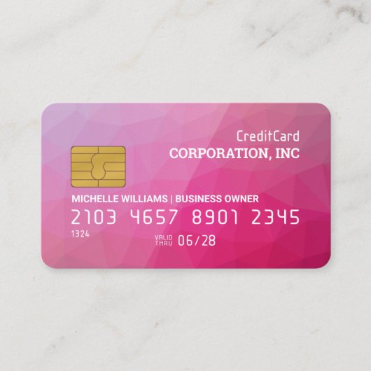 Creditcard | Magenta Geometrische Achtergrond Visitekaartje (Voorkant)