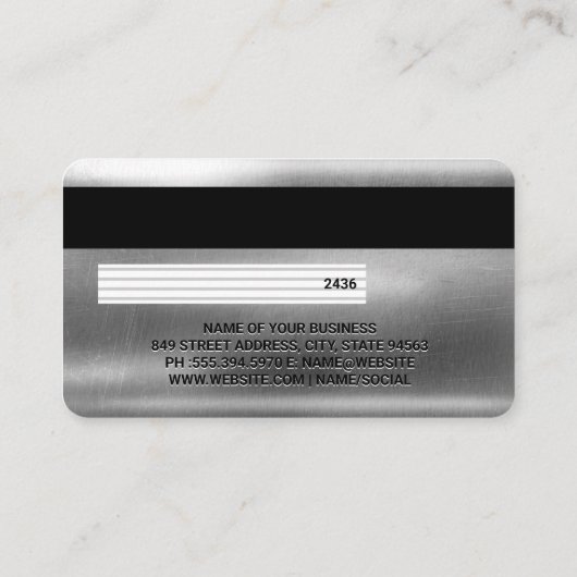 Creditcard | Metalen achtergrond Visitekaartje (Achterkant)