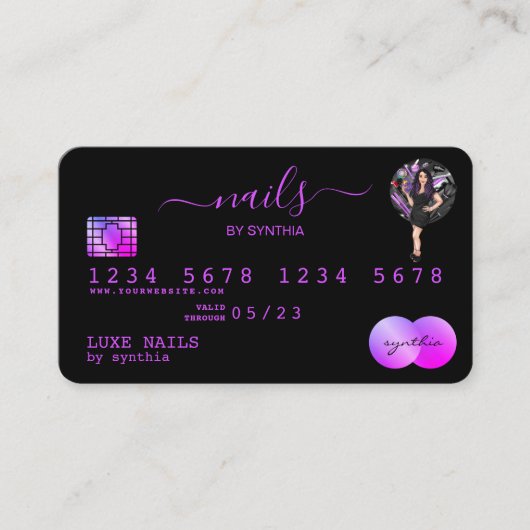 Creditcard Nails Technicier styled RPurple Visitekaartje (Voorkant)