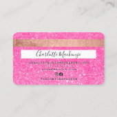 Creditcard neon roze glitter make-up hair monogram visitekaartje (Achterkant)