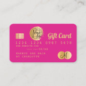 Creditcard neon roze gouden folie cadeaukaart visitekaartje (Voorkant)