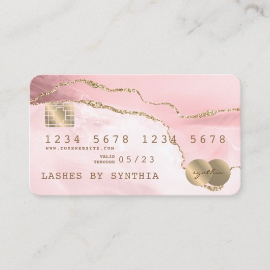Creditcard opgevuld Blush roze agate Visitekaartje (Voorkant)
