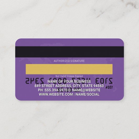 Creditcard | Paars | Wereldkaart Visitekaartje (Achterkant)