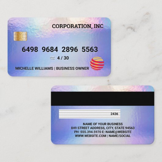 Creditcard | Pastel Folie Textuur Visitekaartje (Voorkant / Achterkant)