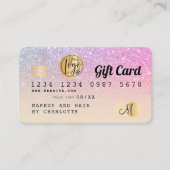 Creditcard regenboog goud glitter ombre cadeaubon visitekaartje (Voorkant)